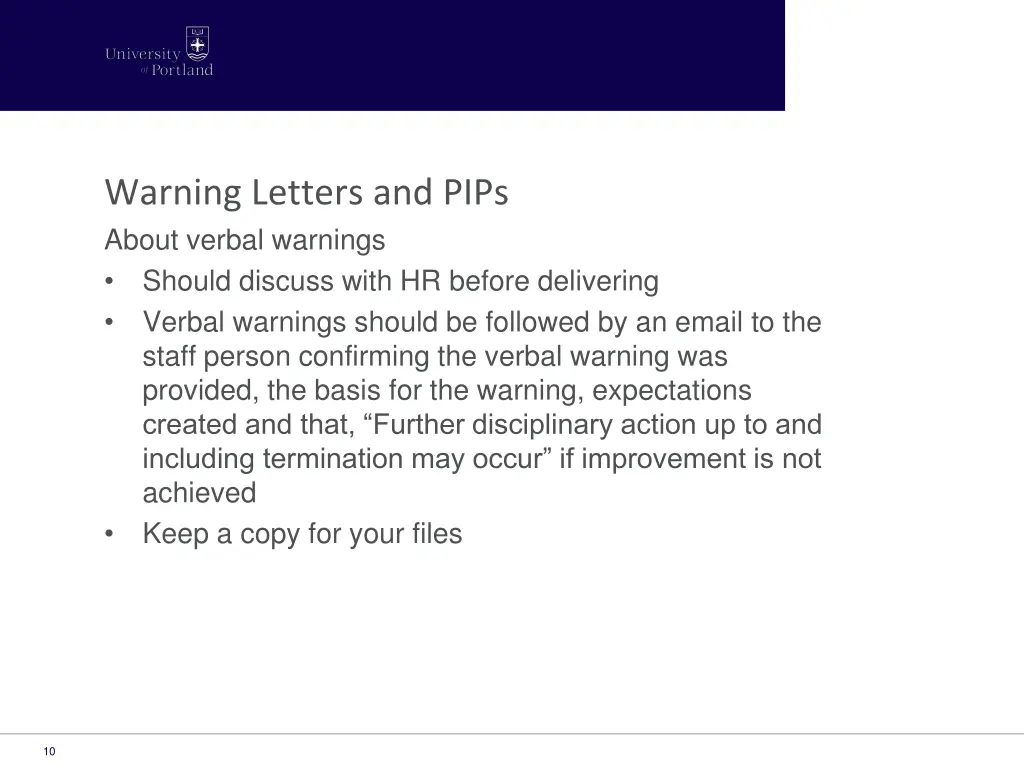 warning letters and pips about verbal warnings