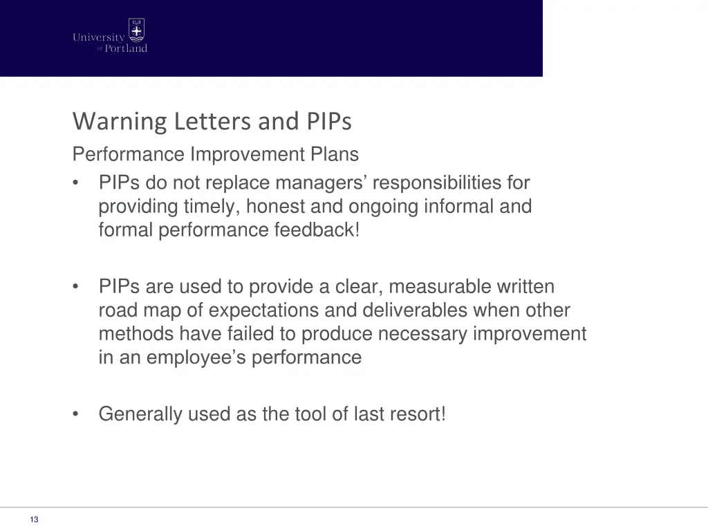 warning letters and pips performance improvement