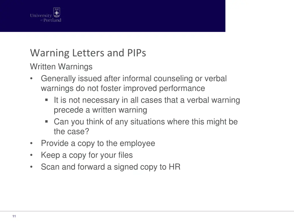 warning letters and pips written warnings