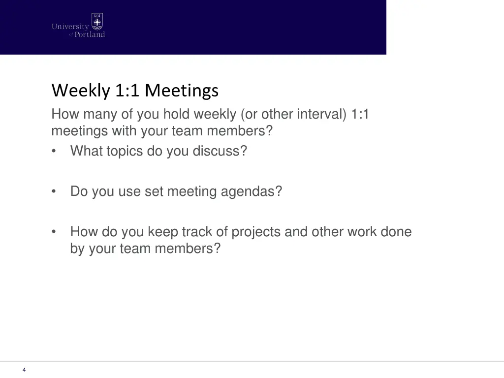weekly 1 1 meetings how many of you hold weekly