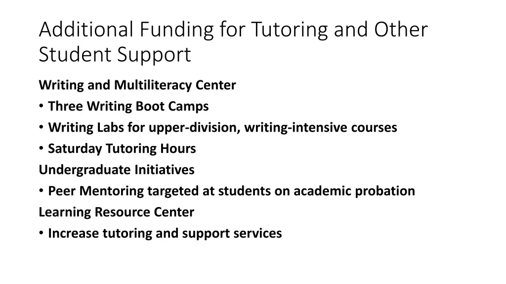 additional funding for tutoring and other student