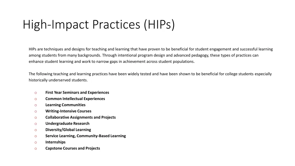high impact practices hips