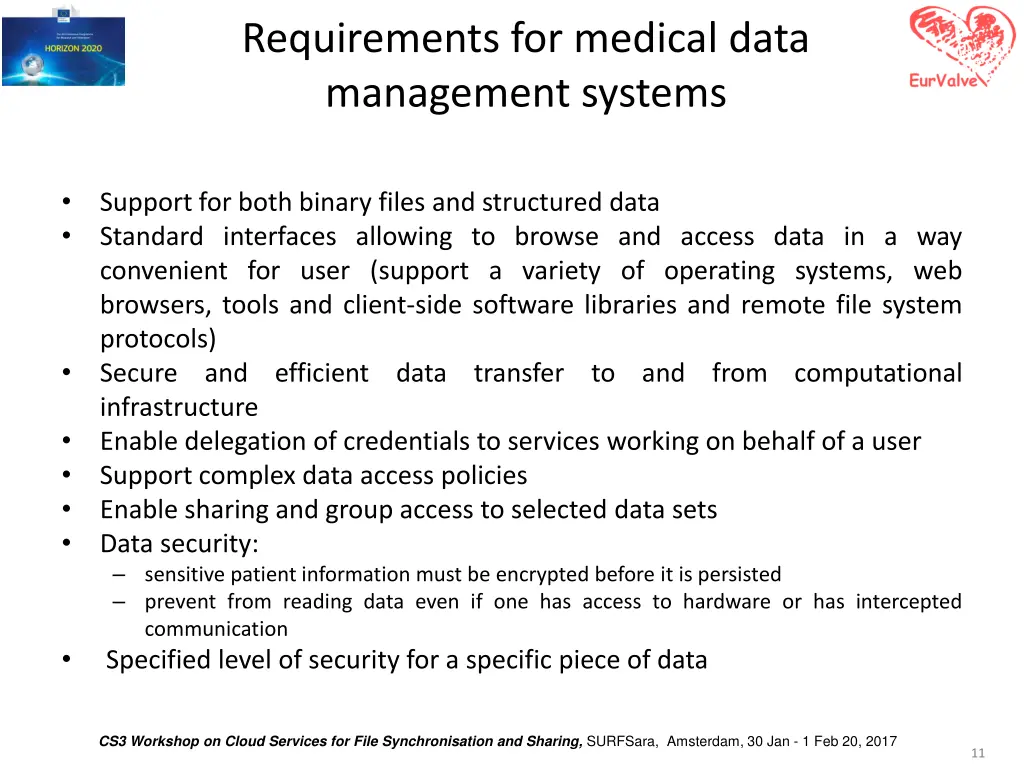 requirements for medical data management systems