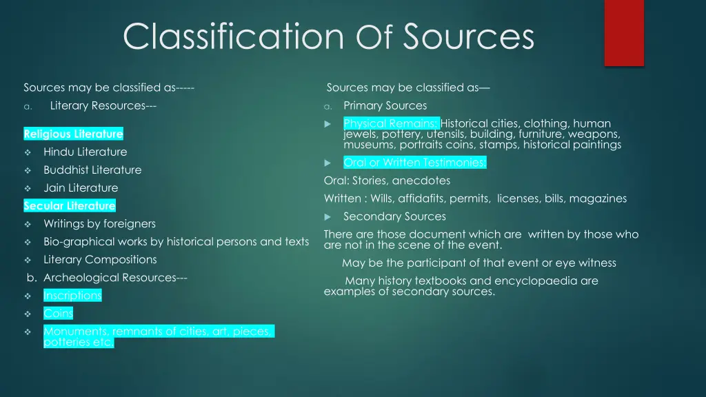 classification of sources