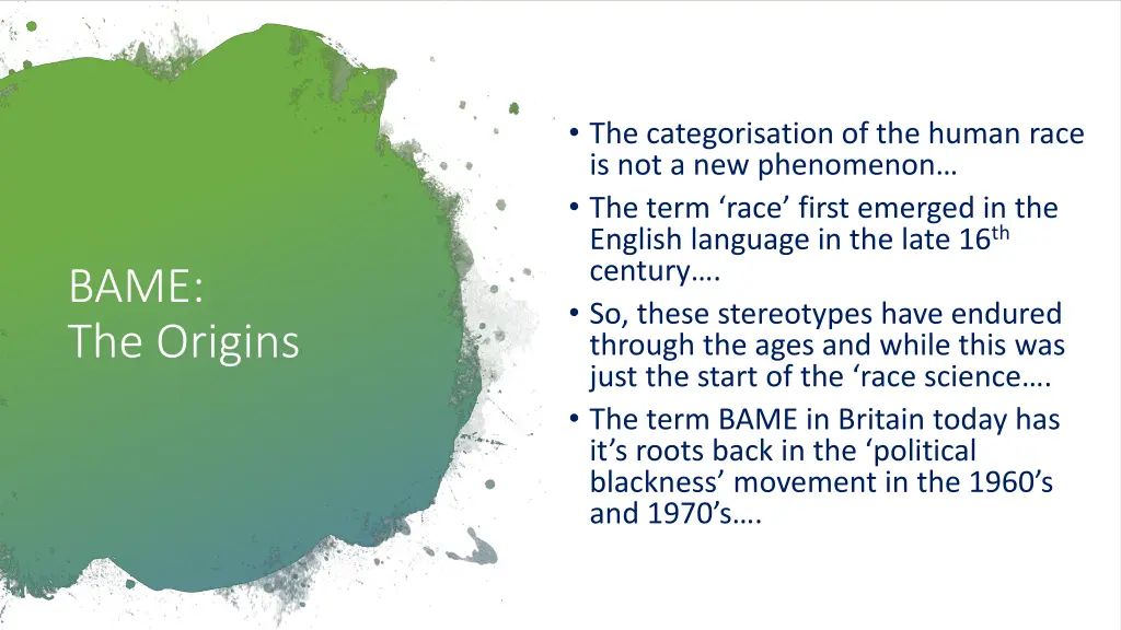 the categorisation of the human race