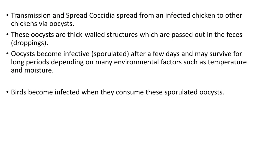 transmission and spread coccidia spread from
