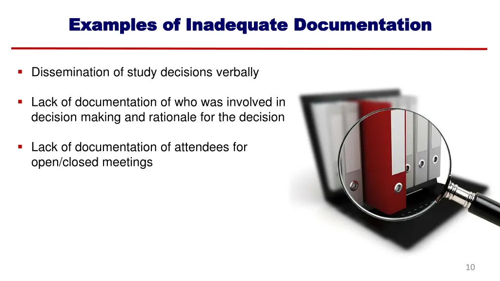 examples of inadequate documentation examples 2