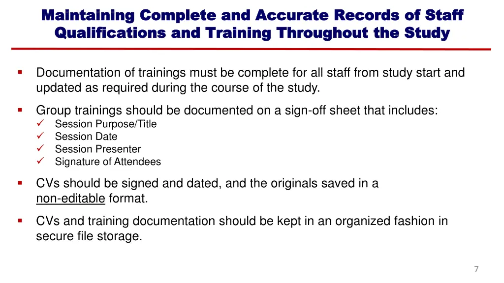 maintaining complete and accurate records