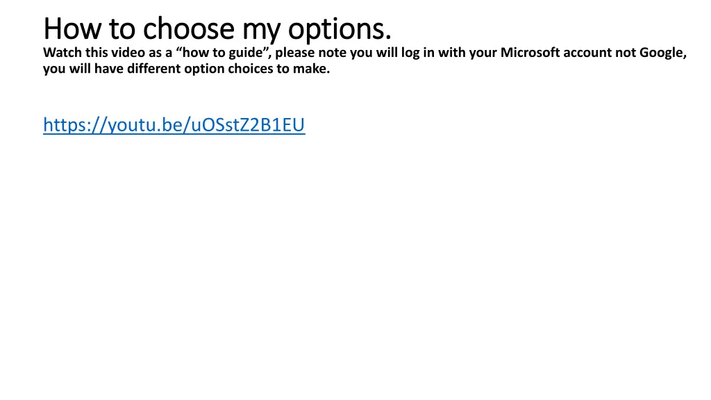 how to choose my options how to choose my options