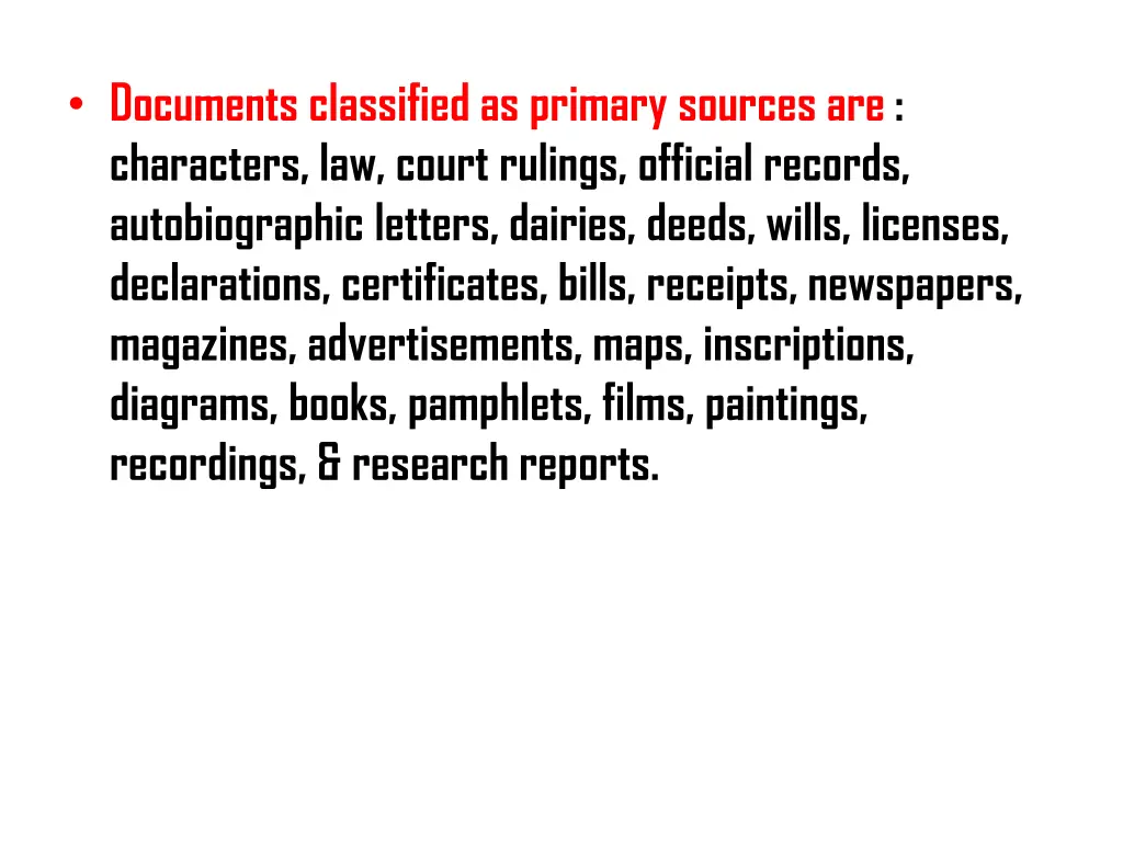 documents classified as primary sources