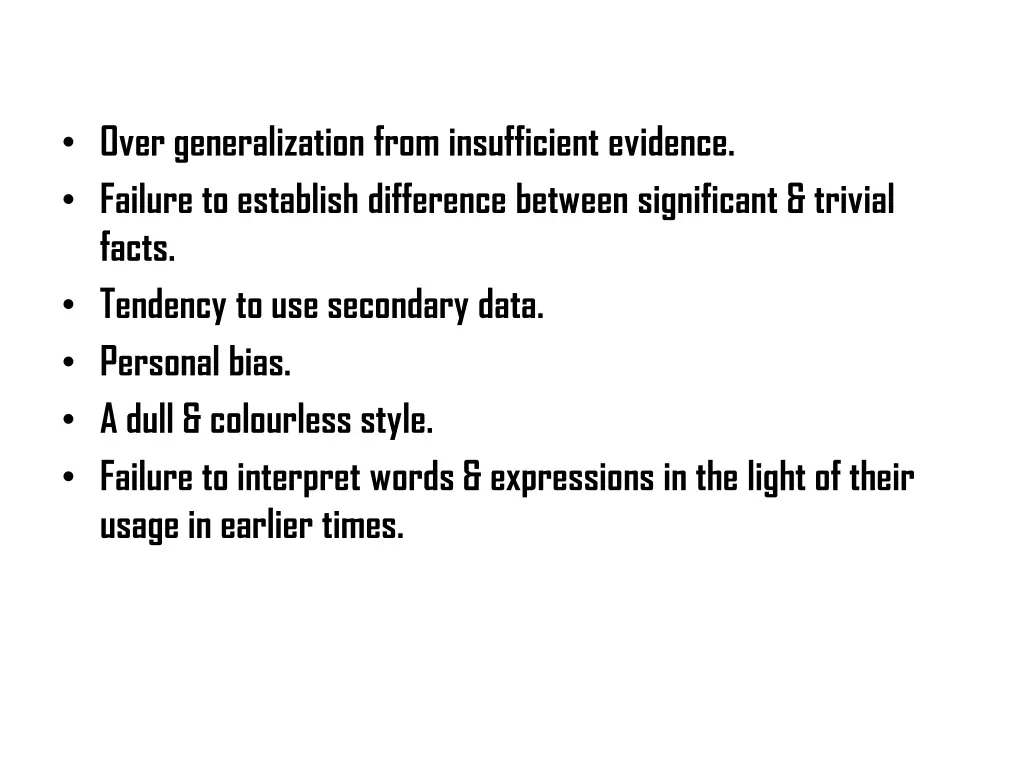 over generalization from insufficient evidence
