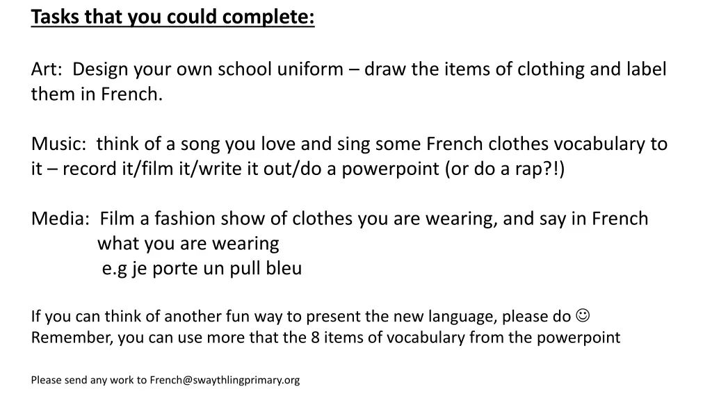 tasks that you could complete