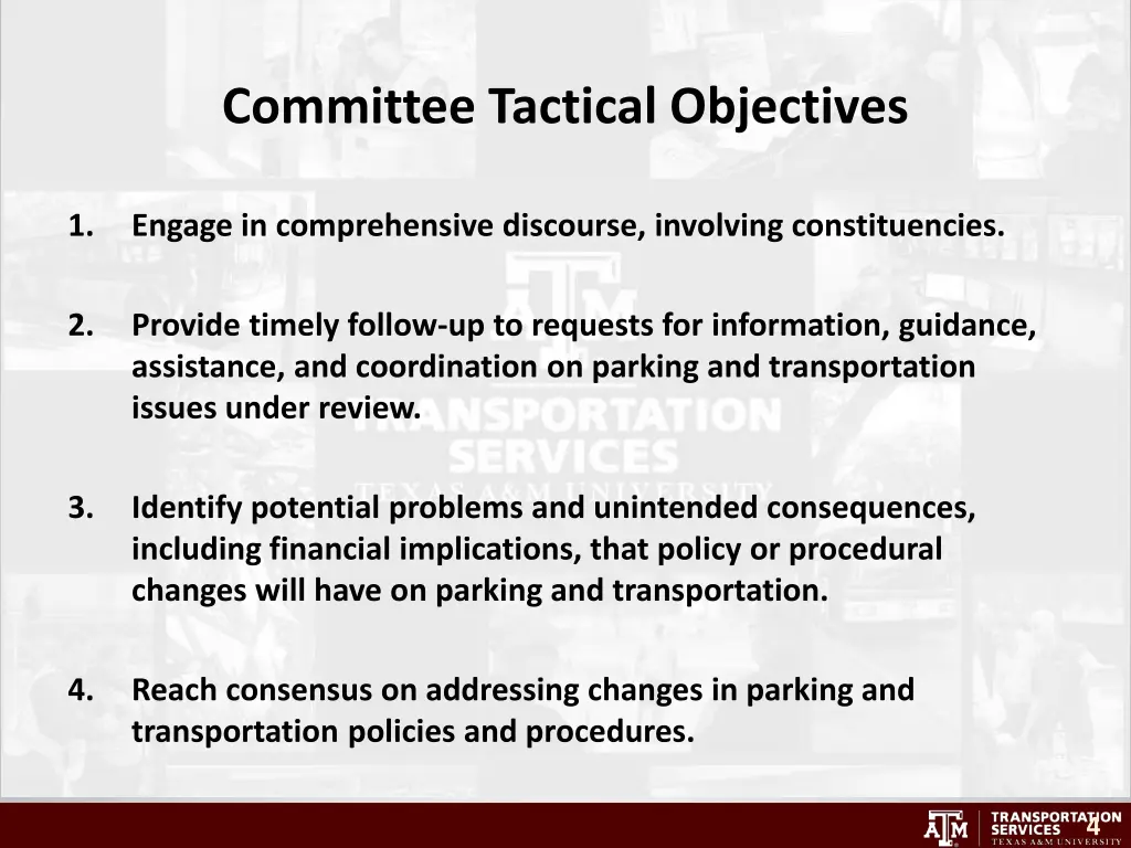 committee tactical objectives