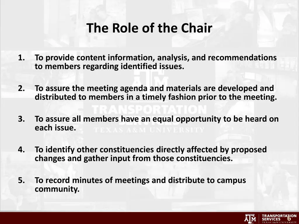 the role of the chair