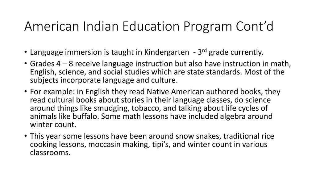 american indian education program cont d