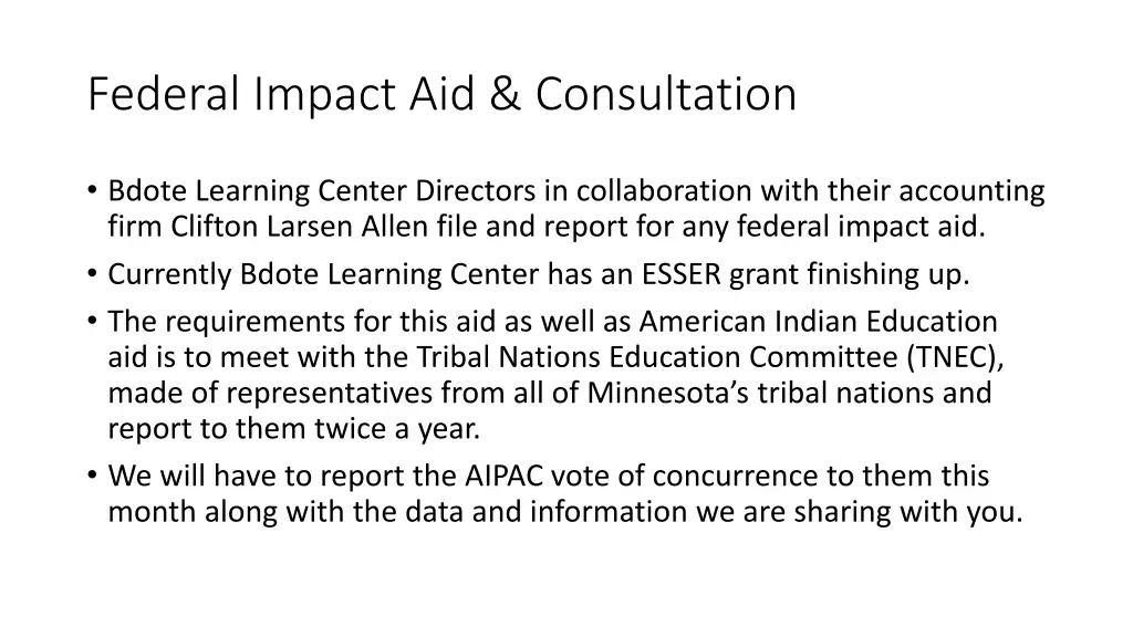 federal impact aid consultation