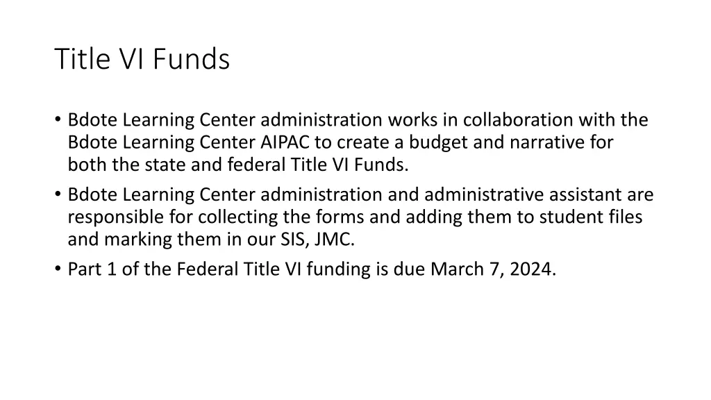 title vi funds