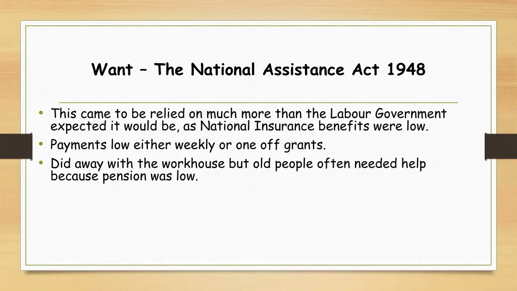 want the national assistance act 1948 1