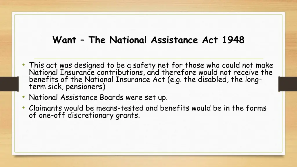 want the national assistance act 1948
