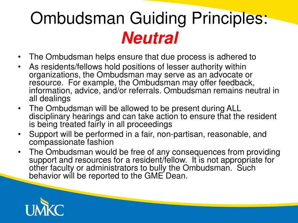 ombudsman guiding principles neutral