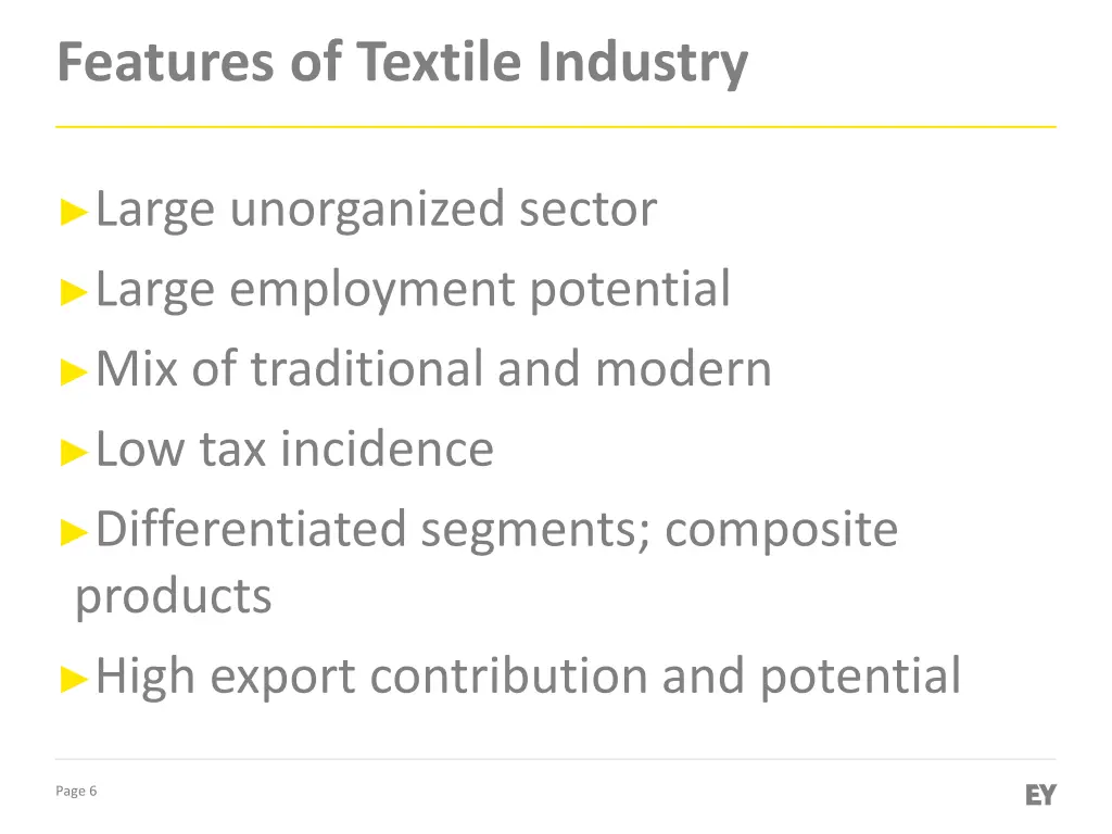 features of textile industry