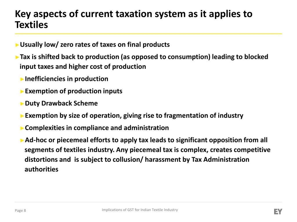 key aspects of current taxation system