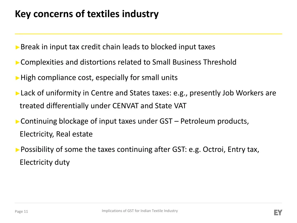 key concerns of textiles industry