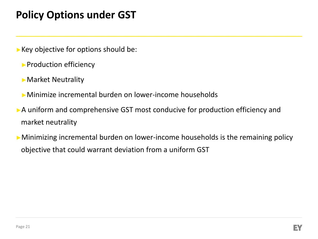 policy options under gst