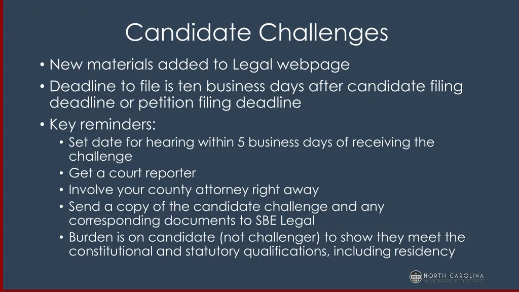 candidate challenges
