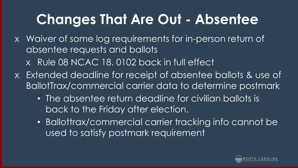 changes that are out absentee 1
