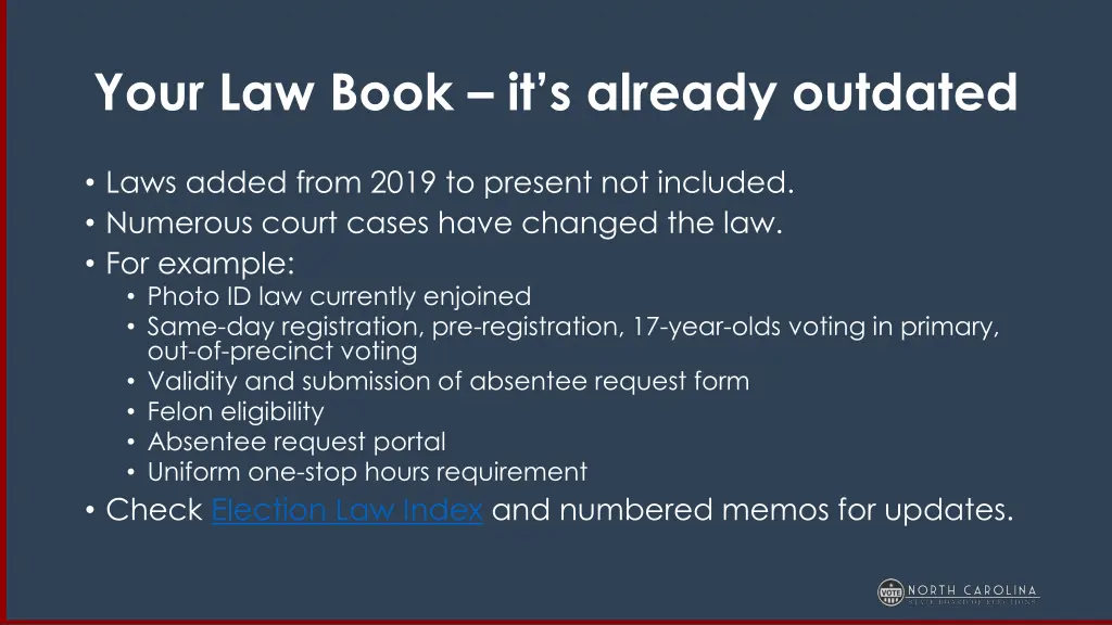 your law book it s already outdated