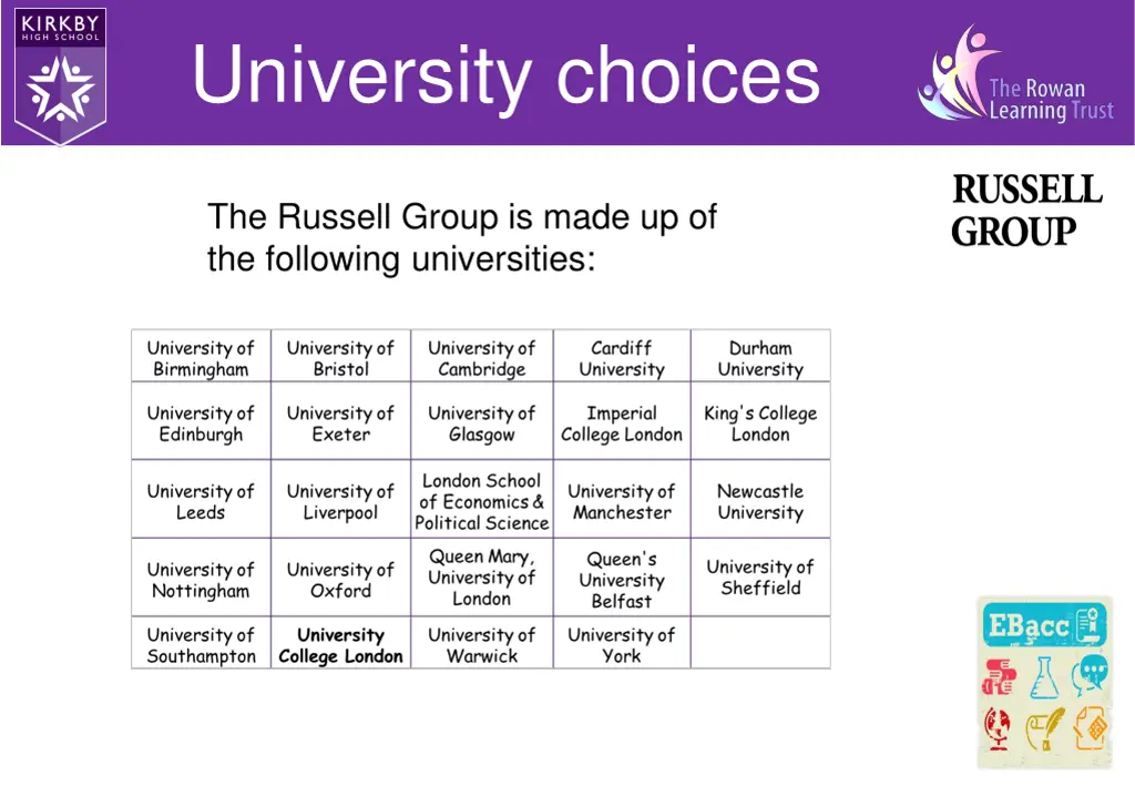 university choices