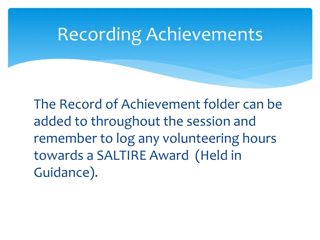 recording achievements
