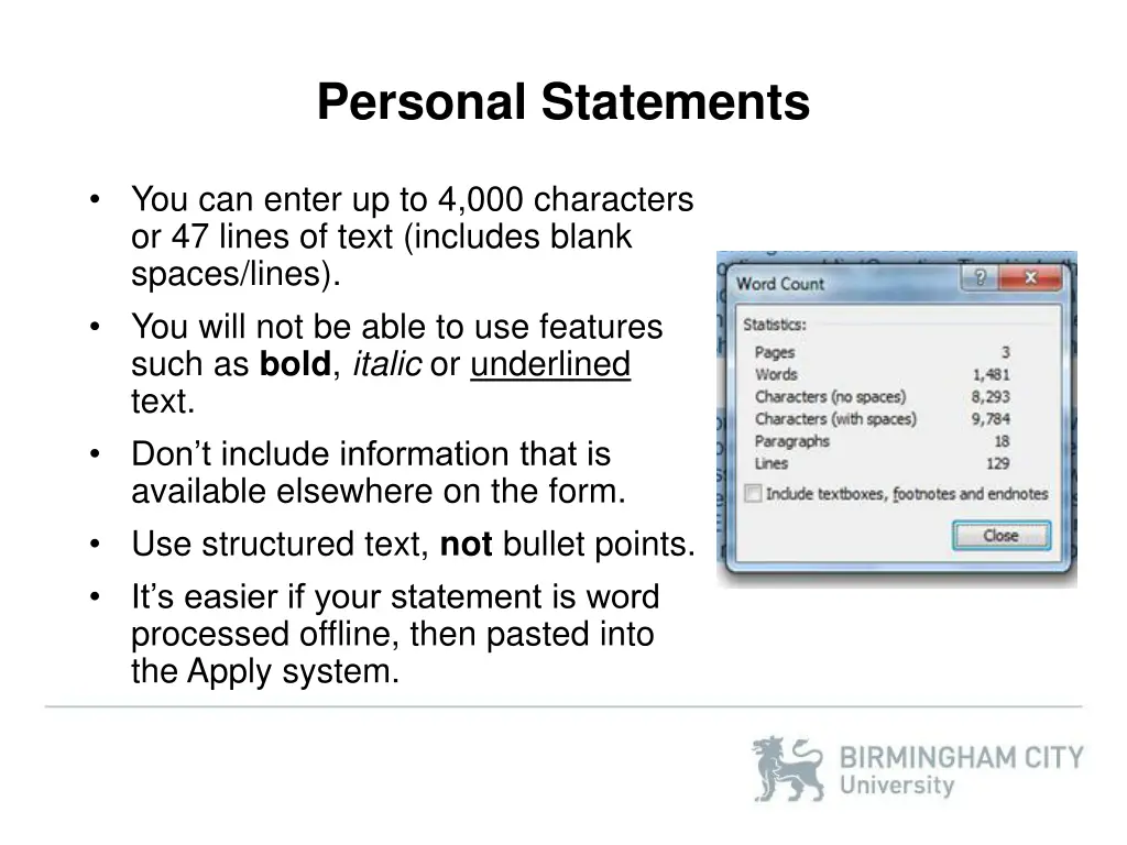 personal statements 1