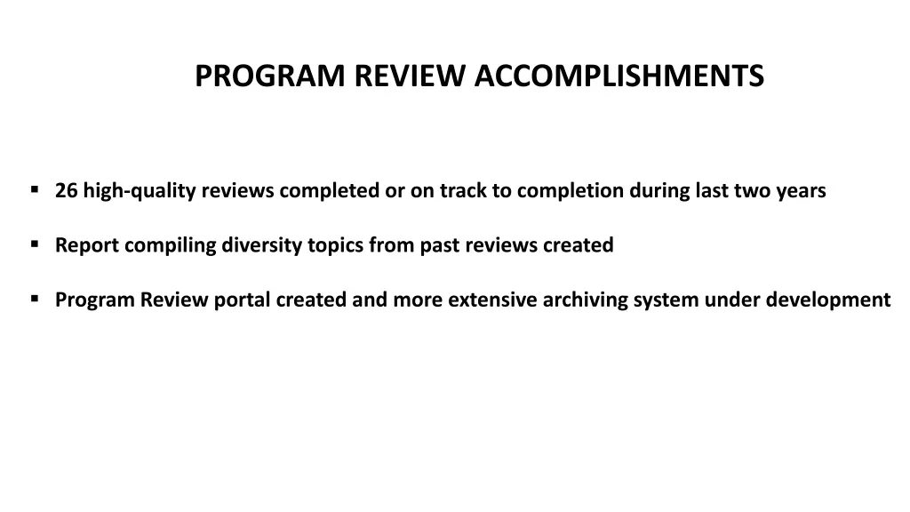 program review accomplishments