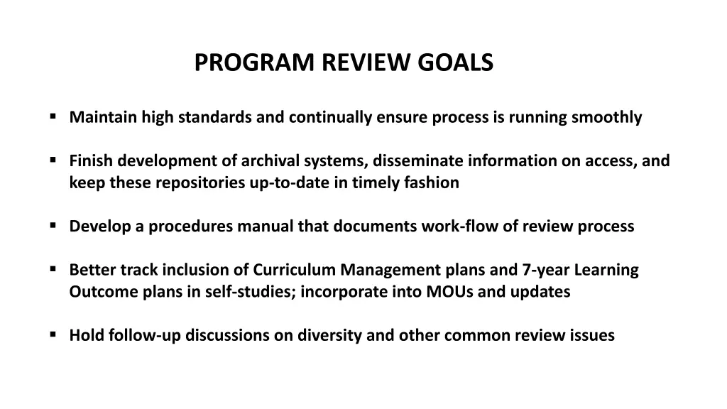 program review goals