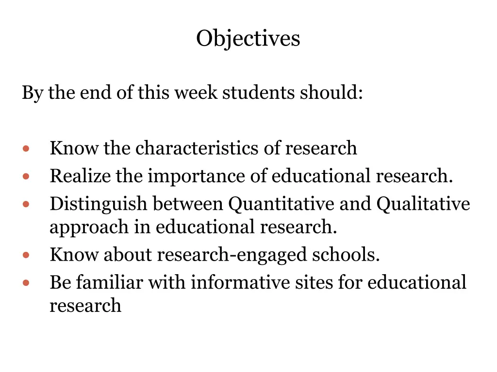 objectives