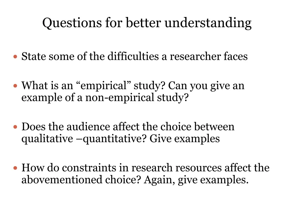 questions for better understanding