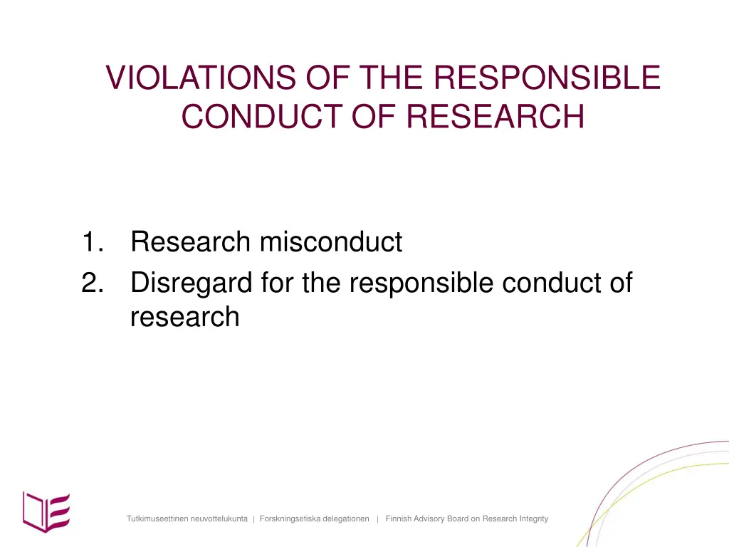 violations of the responsible conduct of research