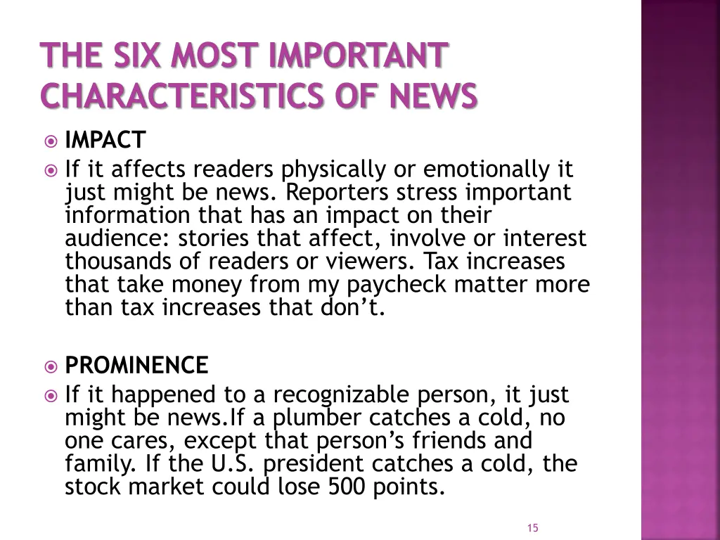 the six most important characteristics of news 1
