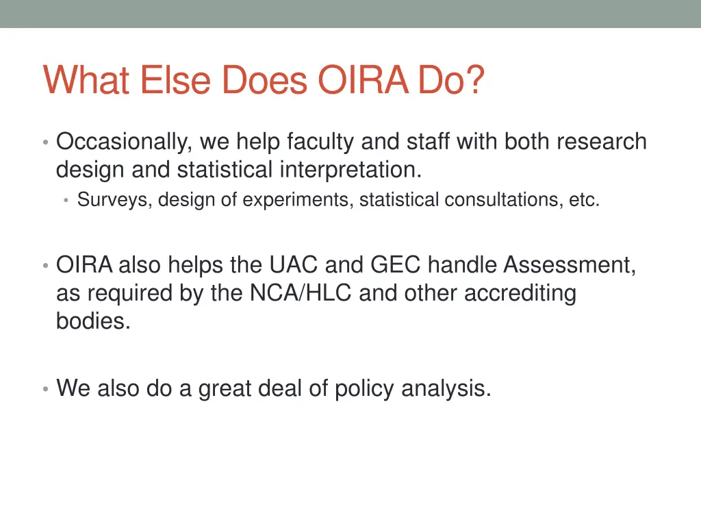 what else does oira do