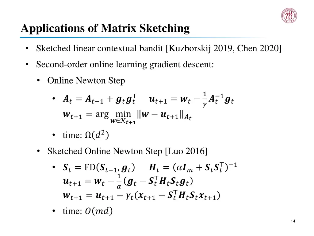 applications of matrix sketching
