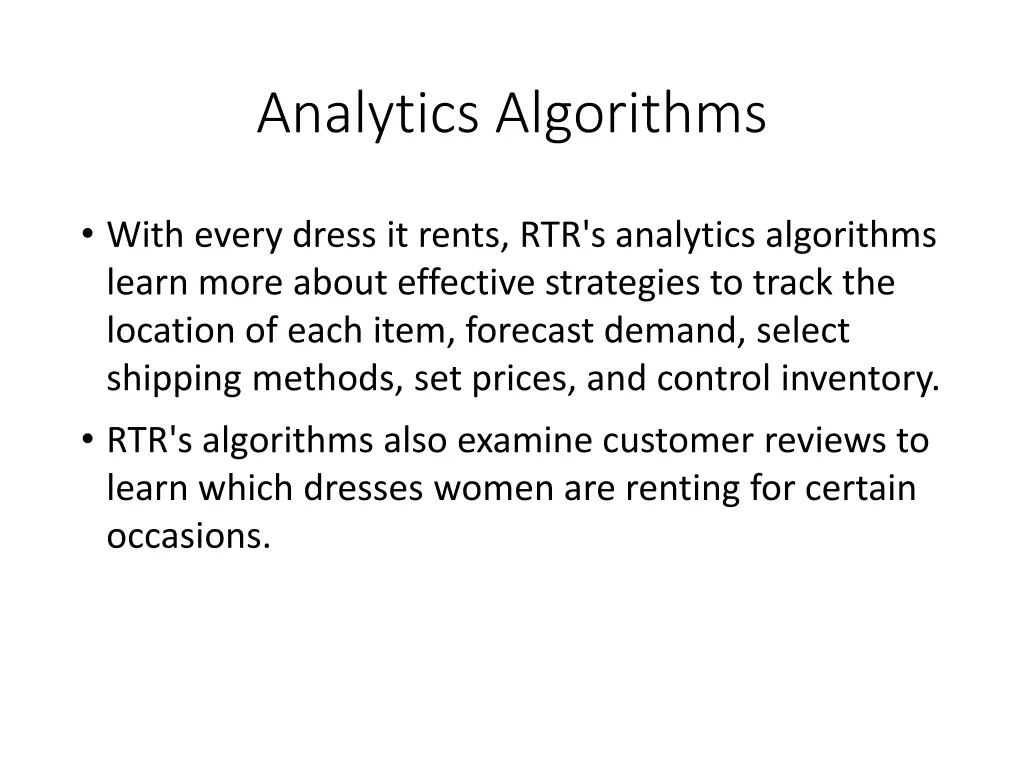 analytics algorithms