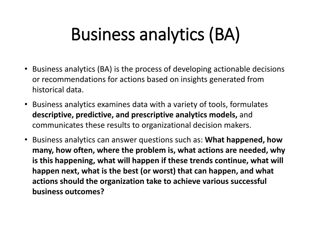 business analytics ba business analytics ba