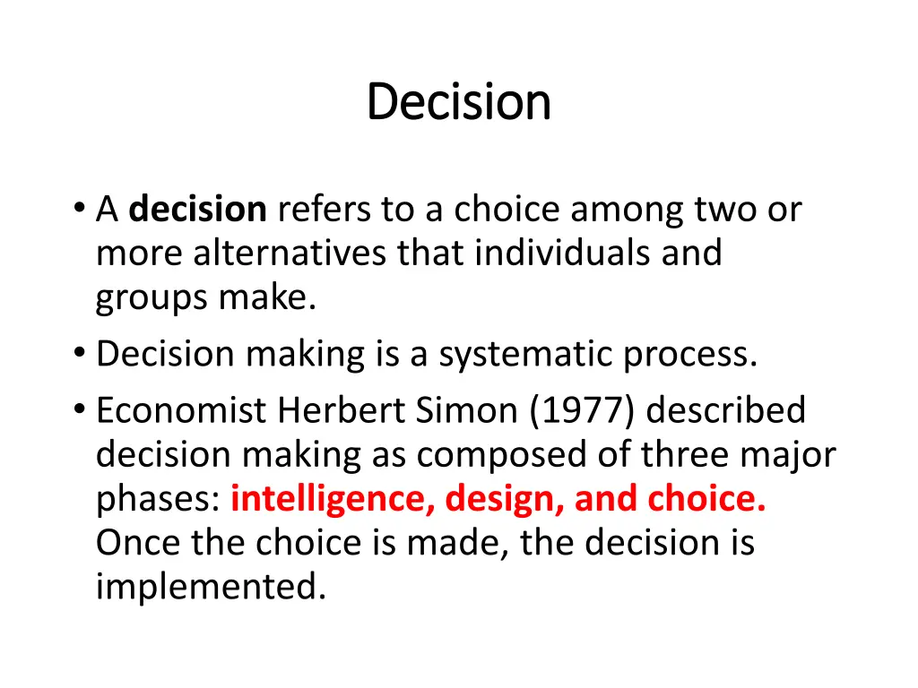 d decision ecision