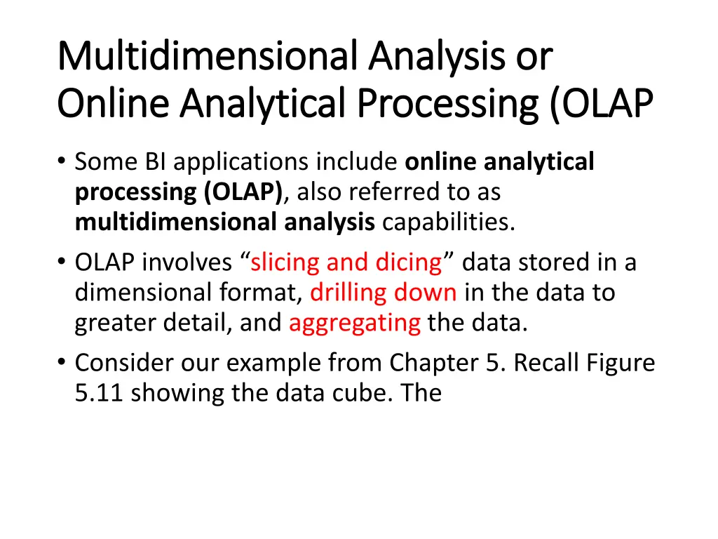 multidimensional analysis or multidimensional