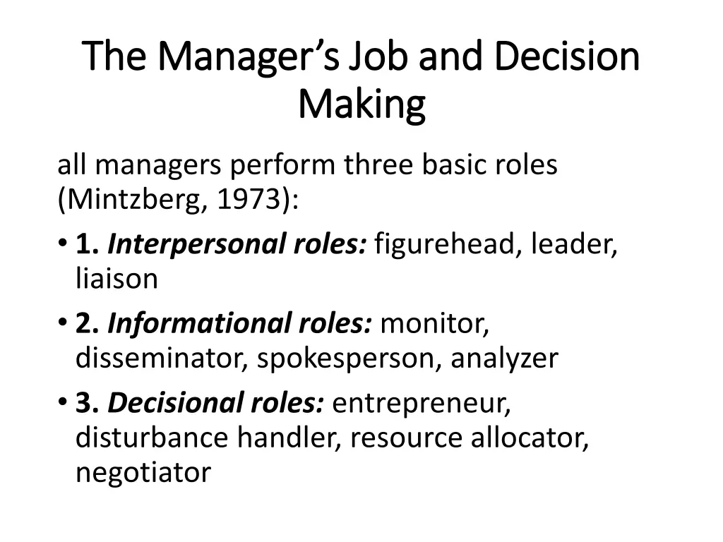 the manager s job and decision the manager