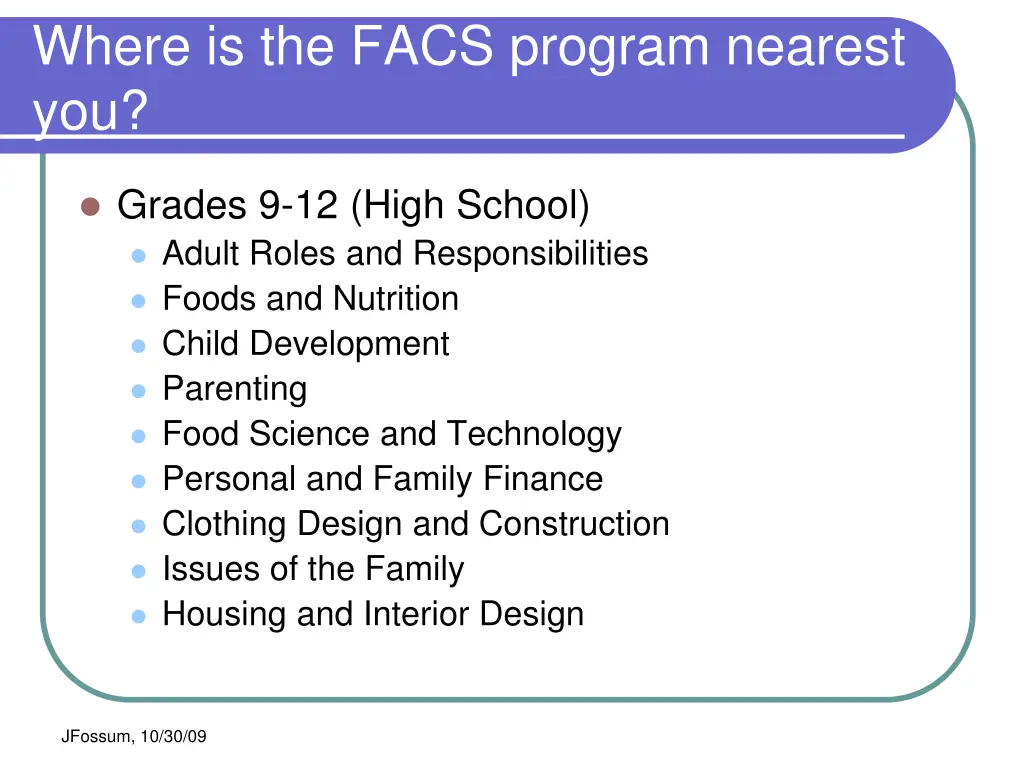 where is the facs program nearest you 1