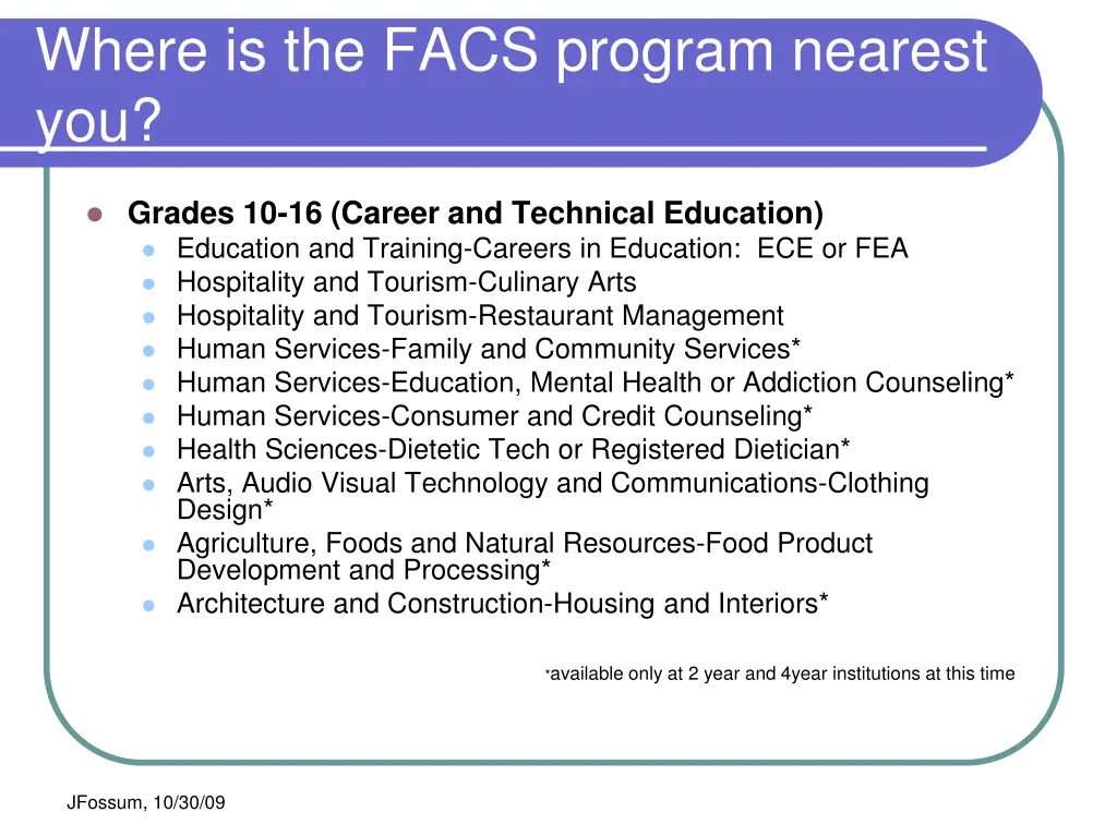 where is the facs program nearest you 2