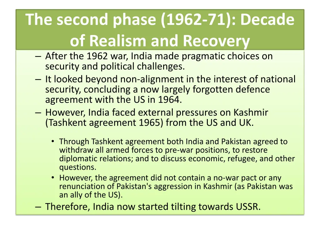 the second phase 1962 71 decade of realism